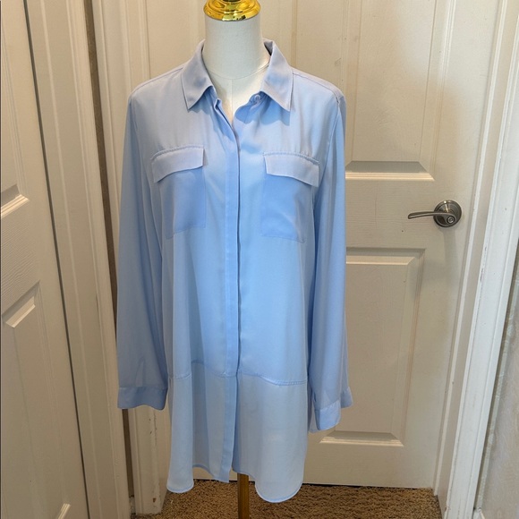 Chico's Light Blue Blouse Button Up Chico's Size 1 - Picture 1 of 7